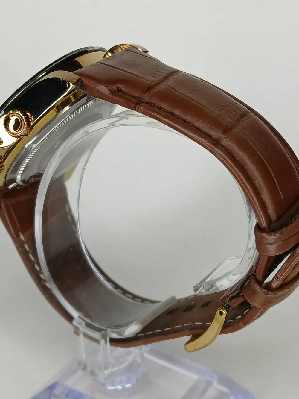 ​Invicta Speedway 10712 Gold Tone Brown Dial Chronograph Watch 200M Leather